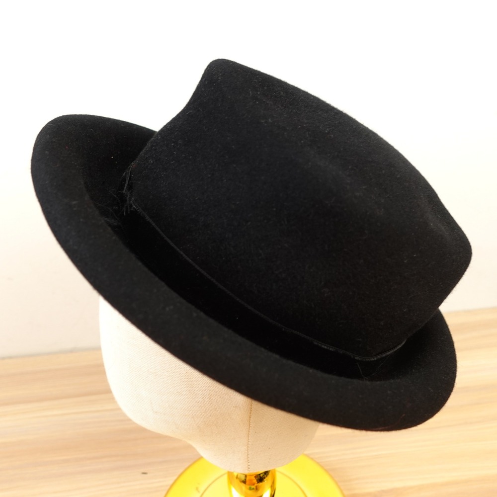 Vintage Wool Felt Bowler Hat Mens Black Derby Edwardian Homburg ROBERT BULLOCK
